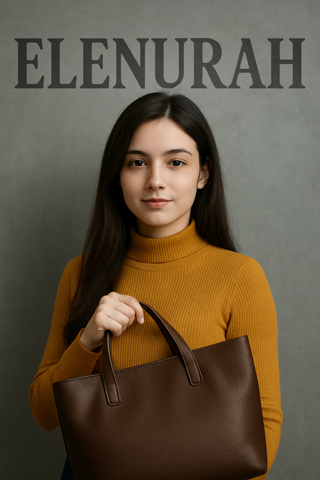 elenurah with leather tote bag (1)