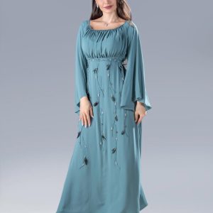 misty blue flow maxi kaftan
